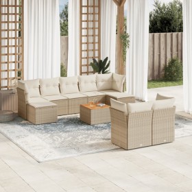 Gartensofa-Set mit beigen Kissen, 10-teilig, synthetisches Rattan von , Gartensets - Ref: Foro24-3256205, Preis: 674,15 €, Ra...