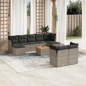 10-teiliges Gartensofa-Set mit grauen synthetischen Rattankissen von , Gartensets - Ref: Foro24-3256207, Preis: 585,20 €, Rab...