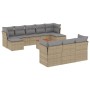 Gartensofa-Set mit beigem Kissenmix, 11-teilig aus PE-Rattan von , Gartensets - Ref: Foro24-3256213, Preis: 762,14 €, Rabatt: %