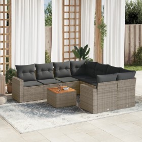 9-piece garden furniture set and gray synthetic rattan cushions by , Garden sets - Ref: Foro24-3256382, Price: 623,84 €, Disc...