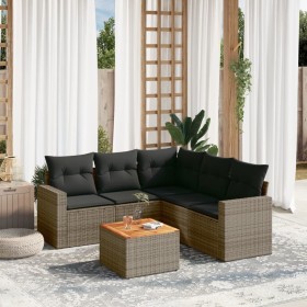 6-piece garden furniture set and gray synthetic rattan cushions by , Garden sets - Ref: Foro24-3256452, Price: 425,99 €, Disc...