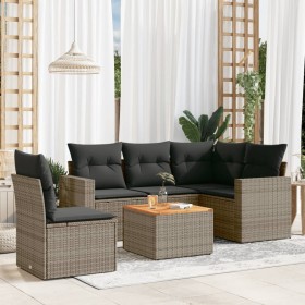 6-piece garden furniture set and gray synthetic rattan cushions by , Garden sets - Ref: Foro24-3256459, Price: 446,37 €, Disc...