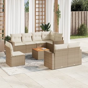 9-teiliges Gartensofa-Set mit beigen synthetischen Rattankissen von , Gartensets - Ref: Foro24-3256548, Preis: 720,34 €, Raba...