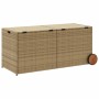 Garden storage box with wheels PE rattan beige mix 283L by , Outdoor storage boxes - Ref: Foro24-365319, Price: 137,42 €, Dis...