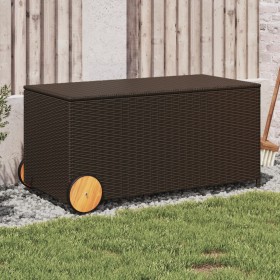 Garden storage box with wheels brown PE rattan 190L by , Outdoor storage boxes - Ref: Foro24-365325, Price: 97,99 €, Discount: %