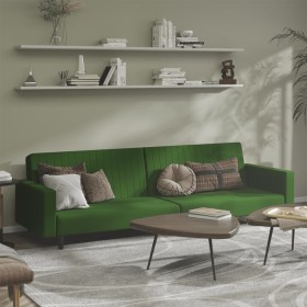 Dark green velvet 2-seater sofa bed by , Sofas - Ref: Foro24-375939, Price: 255,09 €, Discount: %