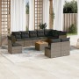 11-piece garden sofa set and gray synthetic rattan cushions by , Garden sets - Ref: Foro24-3223701, Price: 649,99 €, Discount: %