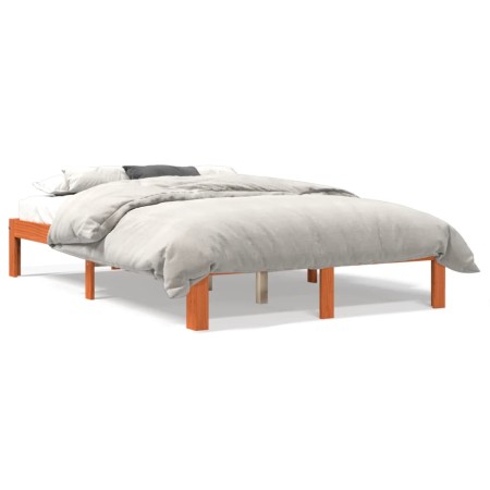 Estructura de cama madera maciza pino marrón cera 140x200 cm de , Camas y somieres - Ref: Foro24-844171, Precio: 119,14 €, De...