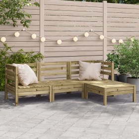 3-Sitzer-Gartensofa mit Fußstütze aus imprägniertem Kiefernholz von , Modulare Sofas für den Außenbereich - Ref: Foro24-83806...