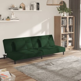 2-Sitzer-Schlafsofa mit zwei dunkelgrünen Samtkissen von , Sofas - Ref: Foro24-375809, Preis: 222,99 €, Rabatt: %