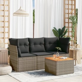 4-piece garden sofa set and gray synthetic rattan cushions by , Garden sets - Ref: Foro24-3223470, Price: 240,99 €, Discount: %