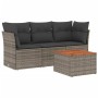 4-piece garden sofa set and gray synthetic rattan cushions by , Garden sets - Ref: Foro24-3223470, Price: 245,70 €, Discount: %