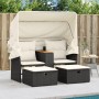 2 seater garden sofa with awning and black PE rattan stools by , Outdoor sofas - Ref: Foro24-365800, Price: 388,88 €, Discoun...