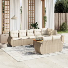 9-teiliges Gartensofa-Set mit beigen synthetischen Rattankissen von , Gartensets - Ref: Foro24-3257423, Preis: 735,99 €, Raba...