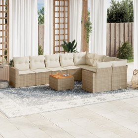 Gartensofa-Set mit beigen Kissen, 10-teilig, synthetisches Rattan von , Modulare Sofas für den Außenbereich - Ref: Foro24-322...