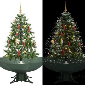 Árbol de Navidad con nieve con base en paraguas verde 140 cm de vidaXL, Arboles de navidad - Ref: Foro24-284333, Precio: 179,...