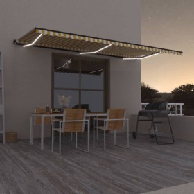 Manual retractable awning with yellow and white LED light 600x350 m by , Awnings - Ref: Foro24-3069243, Price: 640,99 €, Disc...