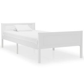 Estructura de cama de madera maciza de pino blanca 90x200 cm de vidaXL, Camas y somieres - Ref: Foro24-322103, Precio: 136,99...