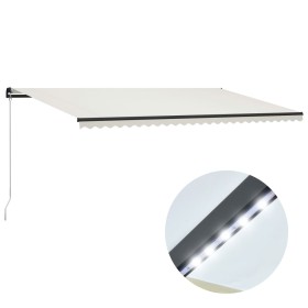 Manual retractable awning with cream LED light 600x300 cm by , Awnings - Ref: Foro24-3055234, Price: 496,16 €, Discount: %