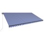 Toldo con LED y sensor de viento azul y blanco 600x300 cm de , Toldos - Ref: Foro24-3051284, Precio: 616,33 €, Descuento: %