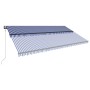 Toldo con LED y sensor de viento azul y blanco 600x300 cm de , Toldos - Ref: Foro24-3051284, Precio: 616,33 €, Descuento: %