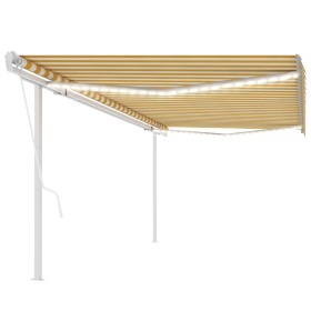 Toldo automático LED y sensor de viento amarillo blanco 5x3 m de , Toldos - Ref: Foro24-3069993, Precio: 760,29 €, Descuento: %