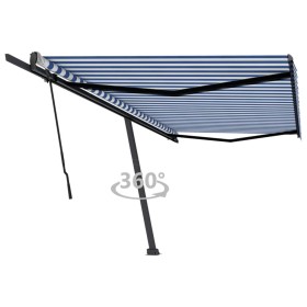 Blau-weiße manuell ausziehbare Fußmarkise 500 x 350 cm von , Markisen - Ref: Foro24-3069856, Preis: 567,93 €, Rabatt: %