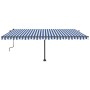 Toldo de pie retráctil manual azul y blanco 500x350 cm de , Toldos - Ref: Foro24-3069856, Precio: 555,73 €, Descuento: %