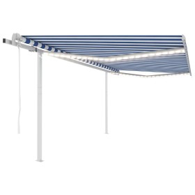 Automatic awning with LED and wind sensor blue white 4x3 m by , Awnings - Ref: Foro24-3069951, Price: 695,99 €, Discount: %