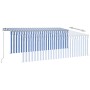 Manual retractable awning with blind and blue and white LED 4x3 m by , Awnings - Ref: Foro24-3069421, Price: 413,59 €, Discou...