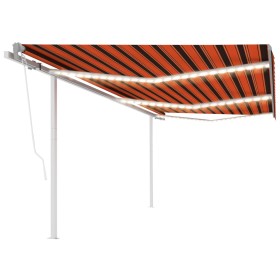 Automatic awning LED wind sensor orange and brown 6x3 m by , Awnings - Ref: Foro24-3070015, Price: 923,16 €, Discount: %