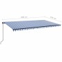 Toldo retráctil manual con luz LED azul y blanco 600x350 cm de , Toldos - Ref: Foro24-3069241, Precio: 614,53 €, Descuento: %