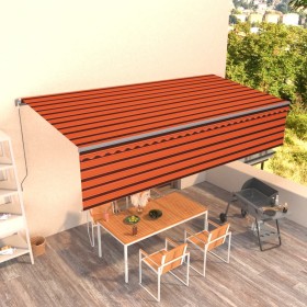 Toldo retráctil manual con persiana naranja y marrón 6x3 m de , Toldos - Ref: Foro24-3069480, Precio: 573,99 €, Descuento: %