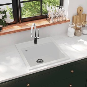 Kitchen sink with a white granite bowl by , Sinks - Ref: Foro24-144857, Price: 174,70 €, Discount: %