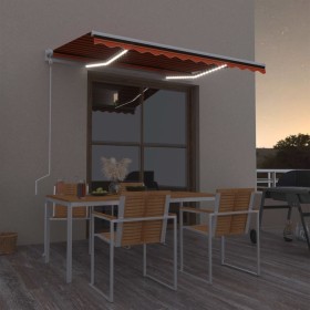 Automatic awning LED wind sensor orange brown 300x250 cm by , Awnings - Ref: Foro24-3068875, Price: 458,99 €, Discount: %