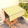 Manual retractable awning with yellow and white blinds 4.5x3 m by , Awnings - Ref: Foro24-3069438, Price: 358,49 €, Discount: %