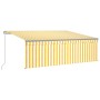 Manual retractable awning with yellow and white blinds 4.5x3 m by , Awnings - Ref: Foro24-3069438, Price: 358,49 €, Discount: %