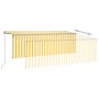 Manual retractable awning with yellow and white blinds 4.5x3 m by , Awnings - Ref: Foro24-3069438, Price: 332,51 €, Discount: %