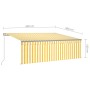 Manual retractable awning with yellow and white blinds 4.5x3 m by , Awnings - Ref: Foro24-3069438, Price: 358,49 €, Discount: %