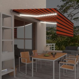 Toldo manual retráctil con persiana y LED naranja y marrón 4x3m de , Toldos - Ref: Foro24-3069425, Precio: 427,99 €, Descuent...