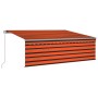 Manual retractable awning with blind and orange and brown LED 4x3m by , Awnings - Ref: Foro24-3069425, Price: 413,43 €, Disco...