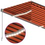 Manual retractable awning with blind and orange and brown LED 4x3m by , Awnings - Ref: Foro24-3069425, Price: 413,43 €, Disco...