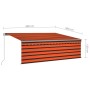 Manual retractable awning with blind and orange and brown LED 4x3m by , Awnings - Ref: Foro24-3069425, Price: 413,43 €, Disco...