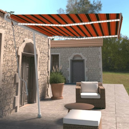 Toldo automático LED sensor de viento naranja marrón 300x250 cm de , Toldos - Ref: Foro24-3069515, Precio: 568,99 €, Descuent...