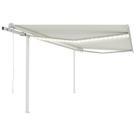 Automatic awning with LED and wind sensor cream 4x3.5 m by , Awnings - Ref: Foro24-3070032, Price: 788,99 €, Discount: %