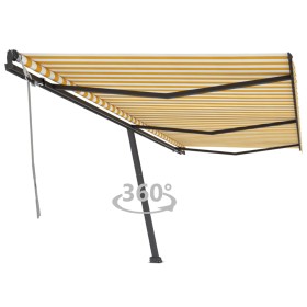 Toldo de pie retráctil manual amarillo y blanco 600x350 cm de , Toldos - Ref: Foro24-3069878, Precio: 696,09 €, Descuento: %