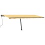 Toldo de pie retráctil manual amarillo y blanco 600x350 cm de , Toldos - Ref: Foro24-3069878, Precio: 696,09 €, Descuento: %