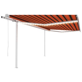 Automatic awning with LED and wind sensor orange brown 4x3m by , Awnings - Ref: Foro24-3069955, Price: 696,95 €, Discount: %