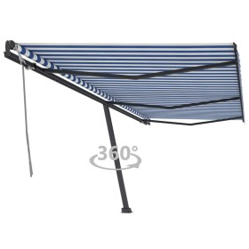 Blue and white manual retractable foot awning 600x300 cm by , Awnings - Ref: Foro24-3069796, Price: 638,99 €, Discount: %