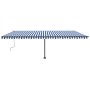 Toldo de pie retráctil manual azul y blanco 600x300 cm de , Toldos - Ref: Foro24-3069796, Precio: 634,54 €, Descuento: %